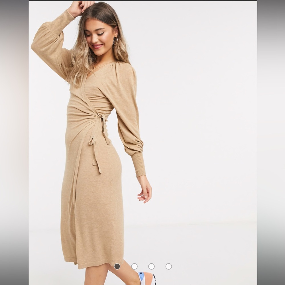 ASOS design midi camel seal sweater dress size 6